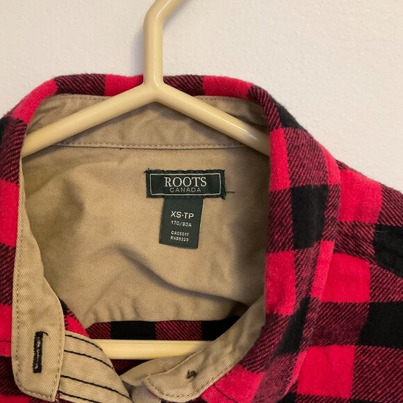 Roots Flannel Shirt, Pink and black, with elbow patches, XS - Picture 3 of 9